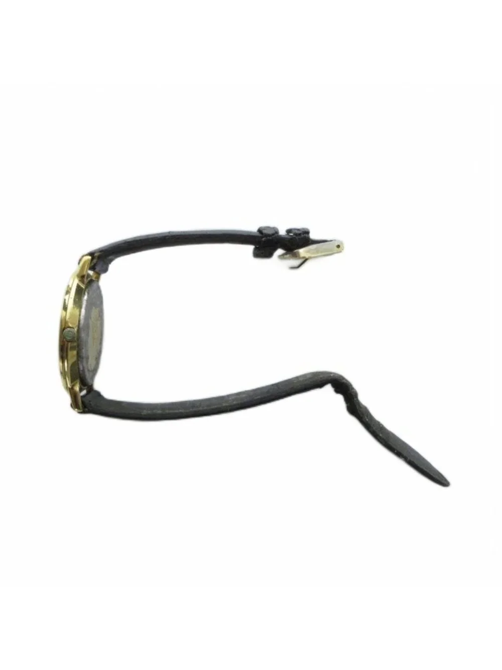 Gucci 3000.2 M Watch Quartz Leather Strap Black Dial Gold
